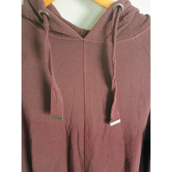 Athleta Solitude Hoodie Sweatshirt Dress deep maroon burgundy cozy relaxed - Picture 8 of 11